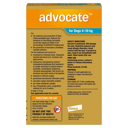 Advocate Dog 4-10kg 6's