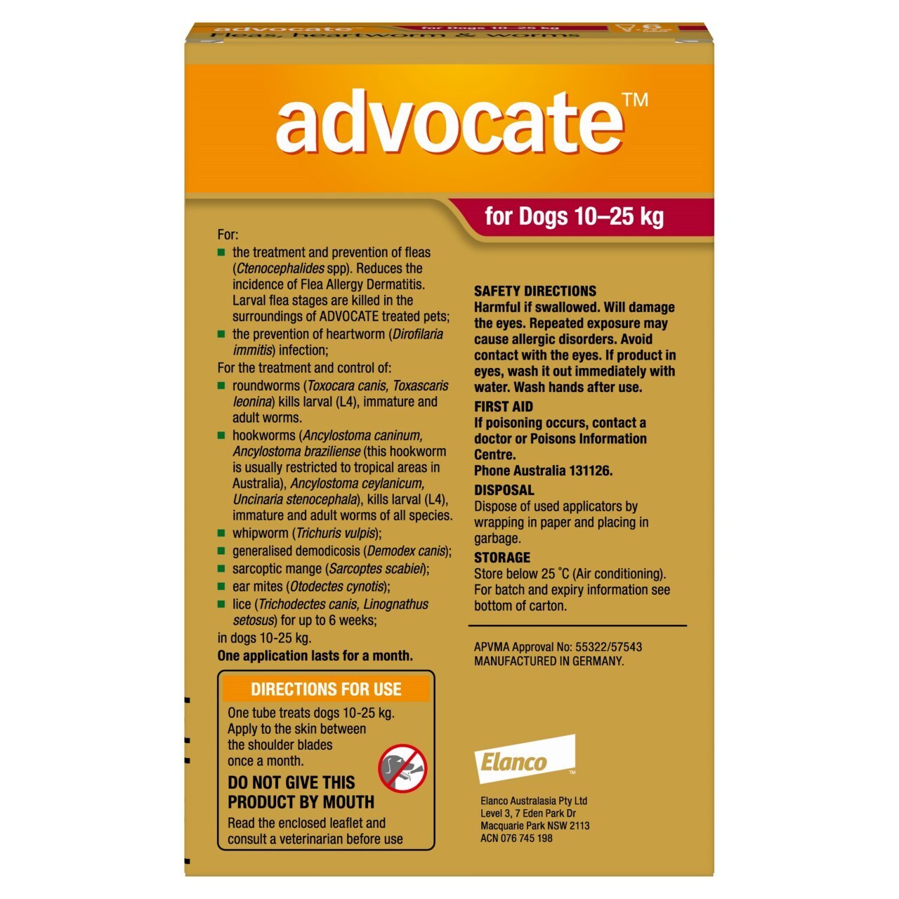 Advocate Dog 10-25kg 6's