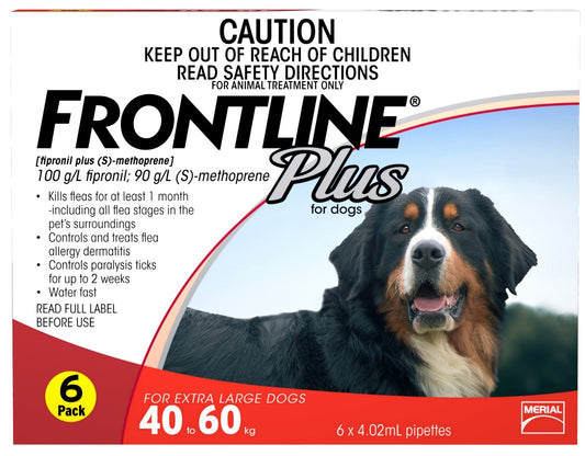 Frontline Plus Flea & Tick Protection for Dogs 40-60kg - 3 Pack
