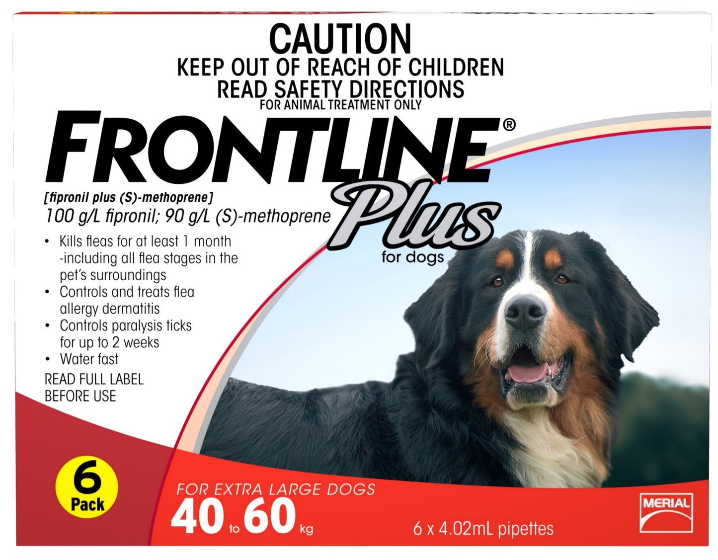 Frontline Plus Flea & Tick Protection for Dogs 40-60kg - 6 Pack