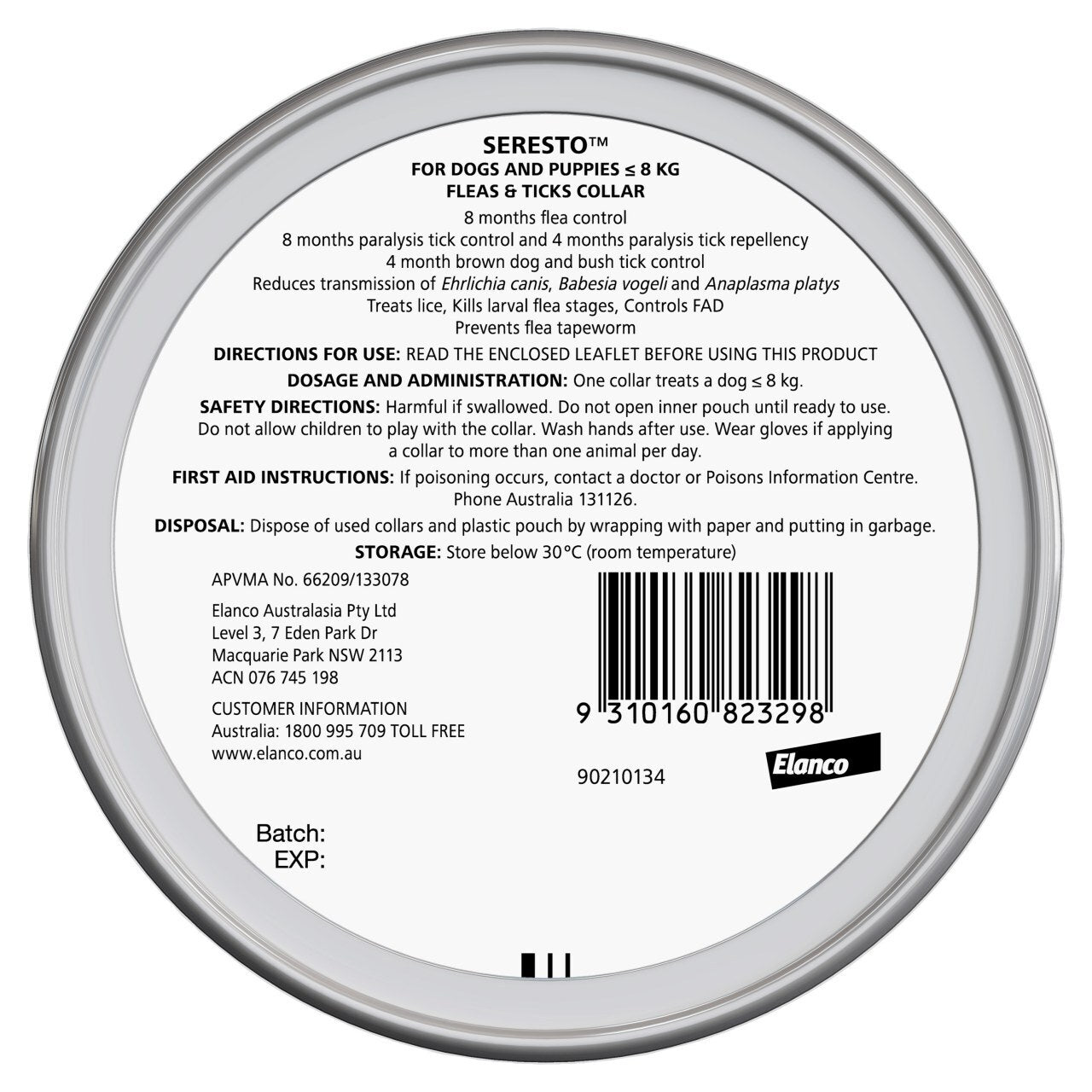 Seresto Coll Flea Tick Pup <8K