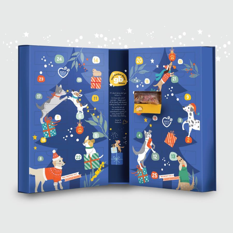 Golden Bone Bakery Christmas Advent Calendar with Dog Treats & Surprises - Large