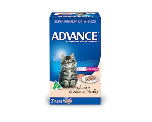 Advance Cat Kitten Chicken And Salmon Med 85G 7Pack
