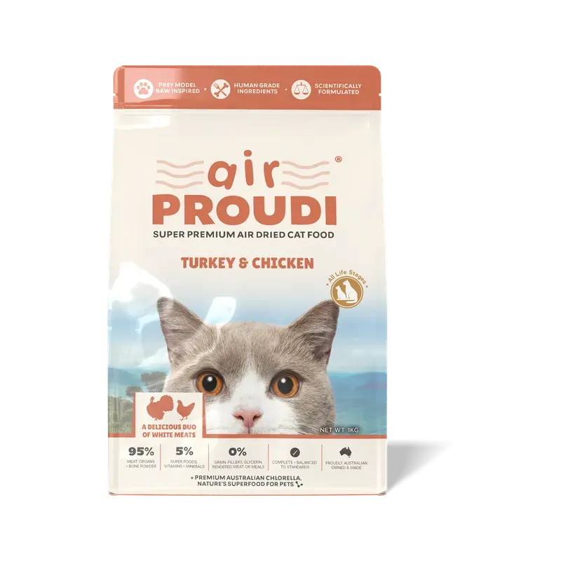 Airproudi Premium Air-Dried Cat Food Turkey & Chicken 1Kg