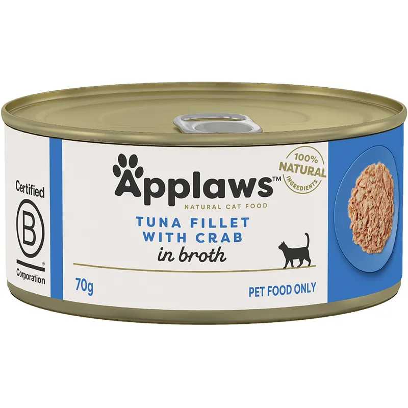 Applaws Cat Tuna Fillet Crab In Broth 70G 24Pk(Om24)