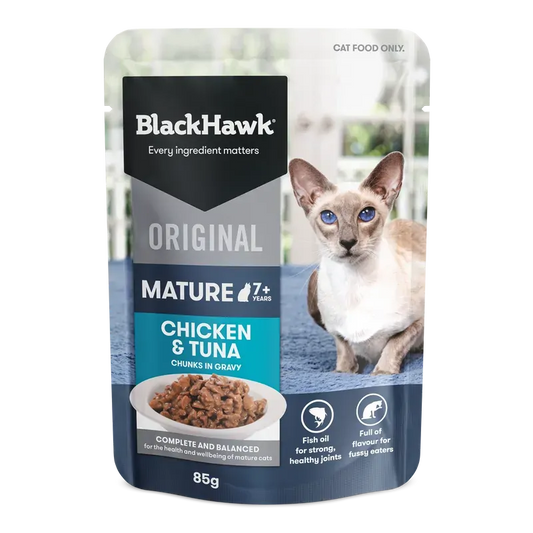 Black Hawk Cat 7+ Chicken Tuna In Gravy 85G 12Pk (Om12)