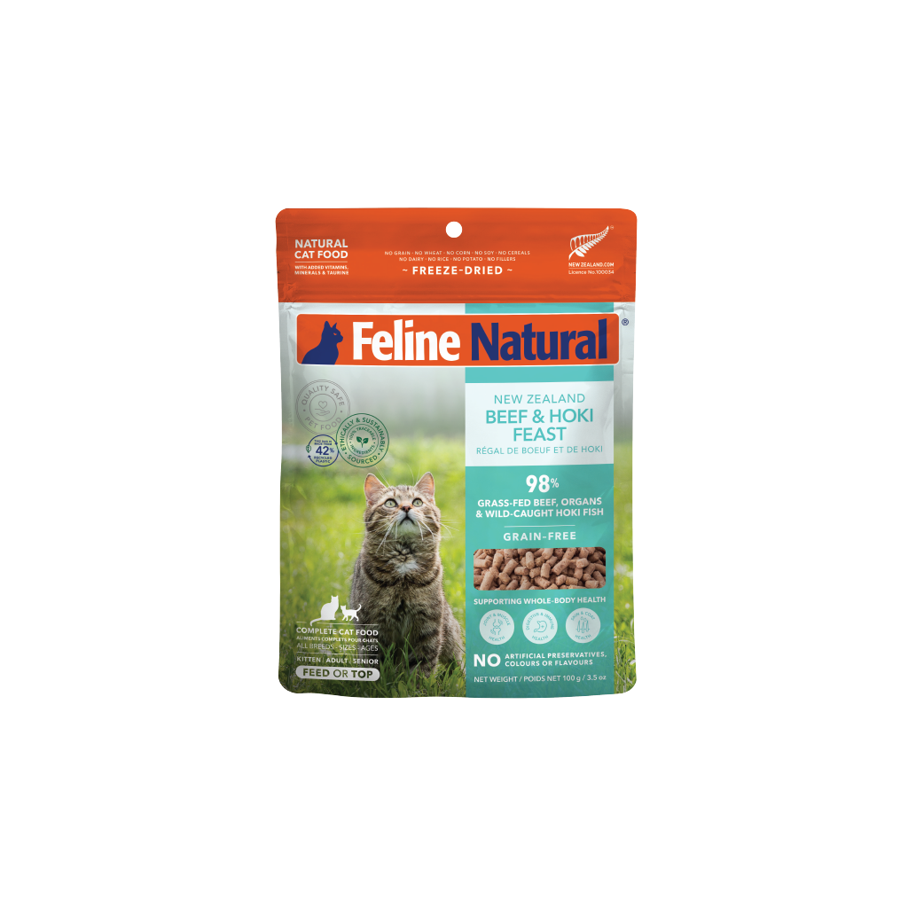 Feline Natural Freeze Dried NZ Beef and Hoki Feast Cat Food 100g