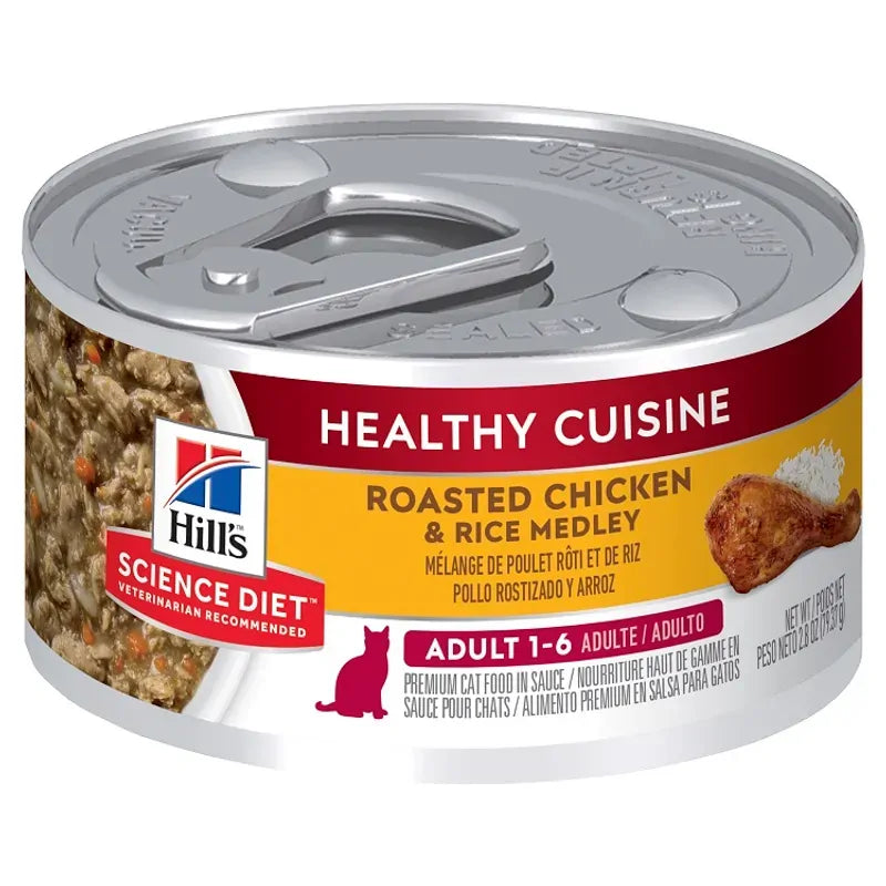 Hills Cat Adult Hlth Cuisn Chkn Rice Med 79G 24Pk(Om24)