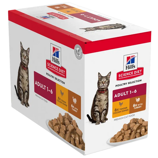 Hills Cat Adult Poultry Selection Variety Pouches 12Pk