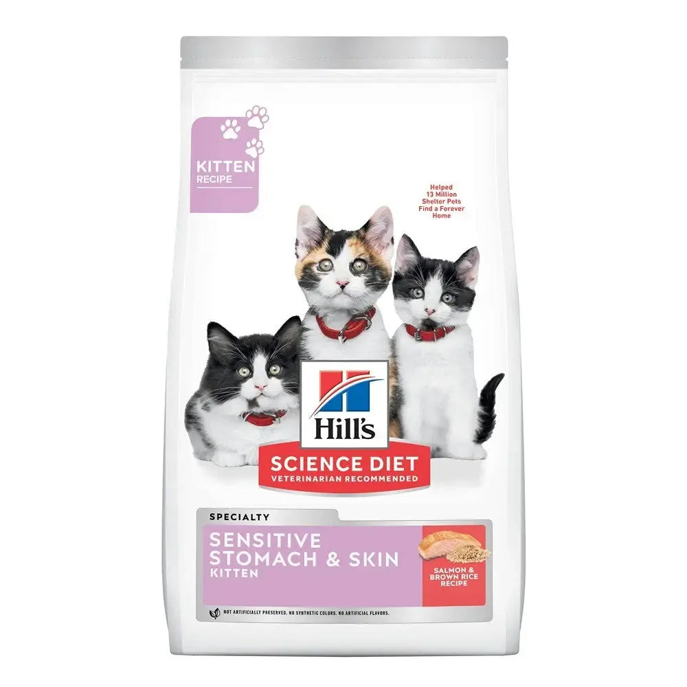 Hills Science Diet Kitten Sensitive Stomach and Skin Salmon and Brown Rice Dry Cat Food 1.58kg