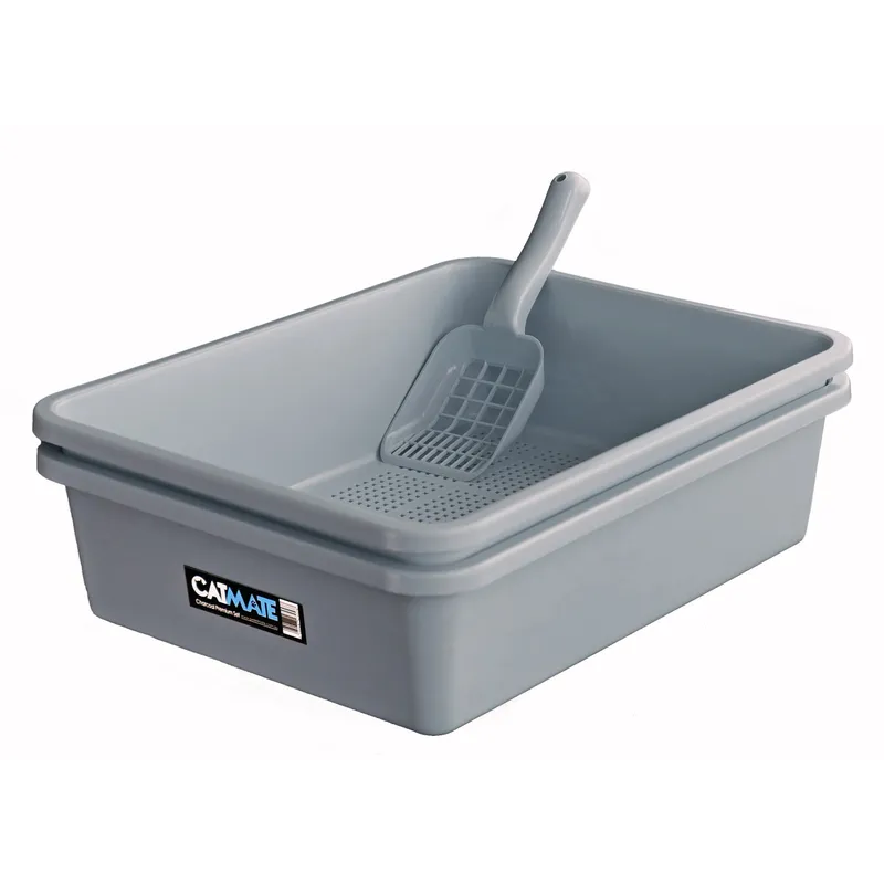 Catmate 3 Piece Sieve Litter Tray Charcoal (With Scoop)