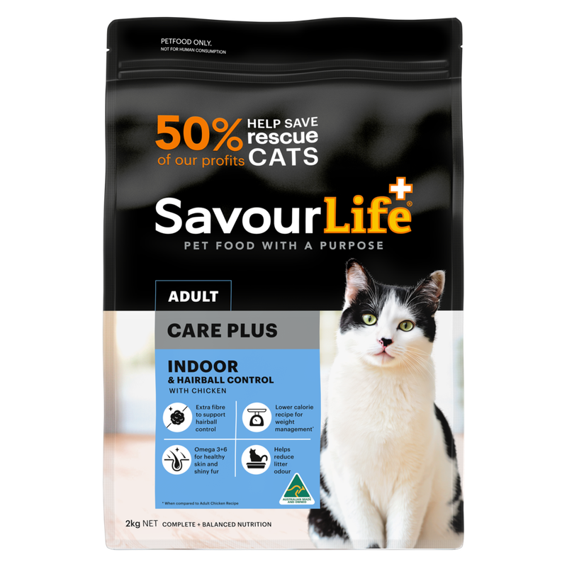 Savourlife Indoor & Hairball Control Care Plus Chicken Adult Cat Dry Food 2Kg