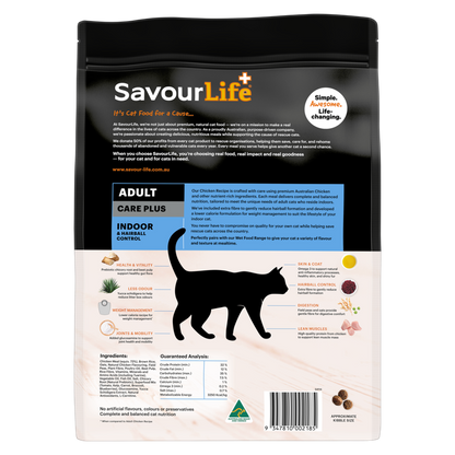 Savourlife Indoor & Hairball Control Care Plus Chicken Adult Cat Dry Food 4Kg