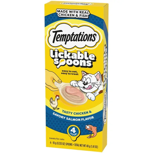 Temptations Creamy Spoons Chicken & Svry Salmon 4X10G