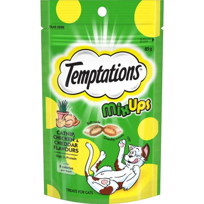 Temptations MixUps Catnip Chicken & Cheddar 85g 6 Pack