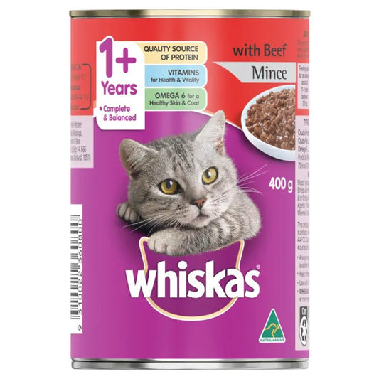 Whiskas Wet Beef Mince 400G 24Pk (Om24)