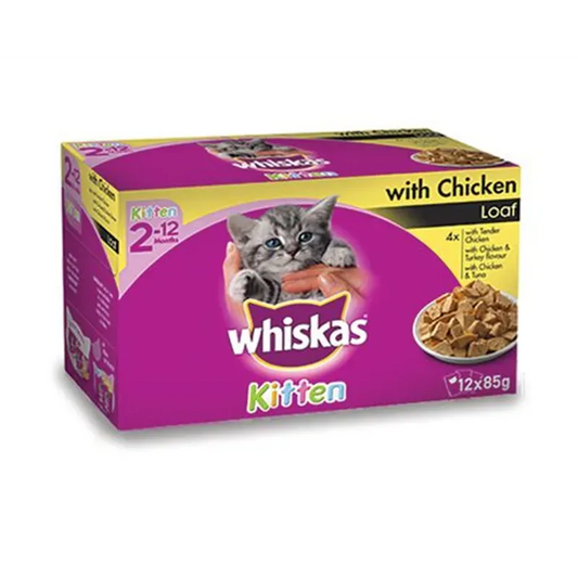 Whiskas Kitten Wet Cat Food Chicken Favourites in Gravy 85g 12 Pack