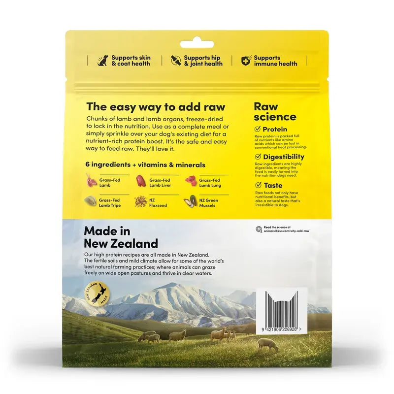 Animals Like Us Grass-Fed Lamb and Lamb Tripe Freeze-Dried Raw Meal or Mixer for Dogs 140g