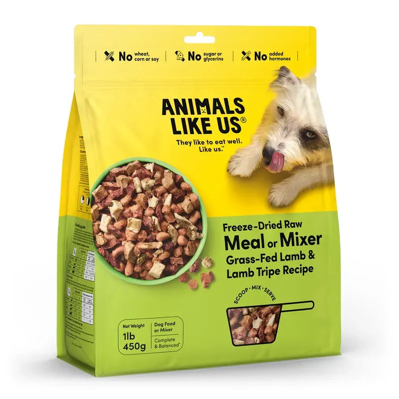 Animals Like Us Grass-Fed Lamb and Lamb Tripe Freeze-Dried Raw Meal or Mixer for Dogs 450g