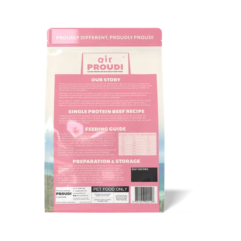 Airproudi Premium Air-Dried Dog Food Beef 1Kg