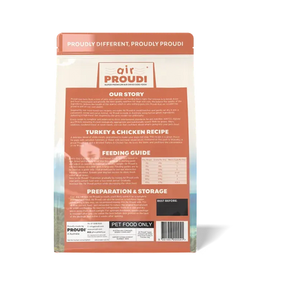 Airproudi Premium Air-Dried Dog Food Turkey & Chicken 1Kg