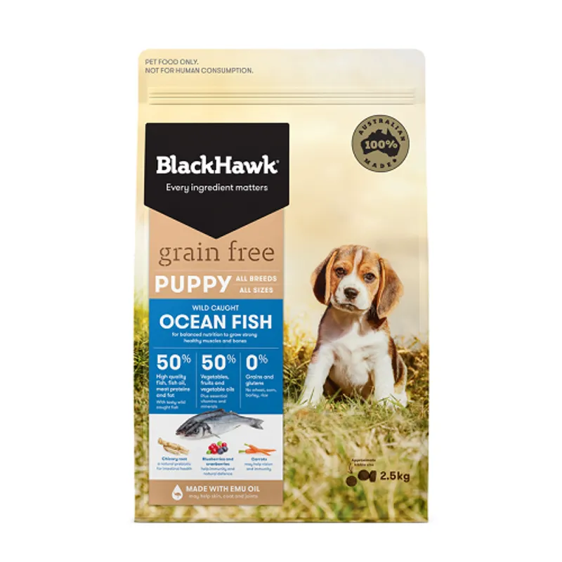 Black Hawk Grain Free Puppy Ocean Fish Dry Dog Food 2.5kg
