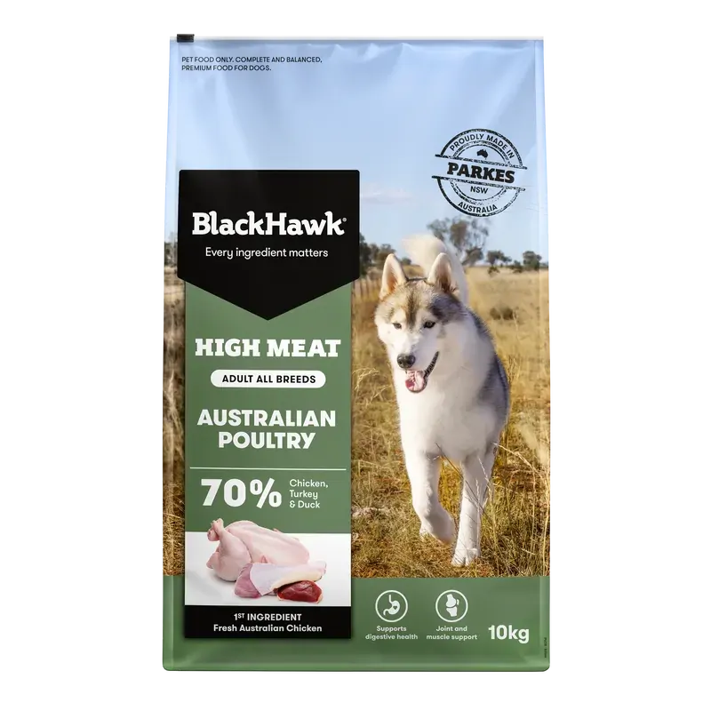 Black Hawk High Meat Australian Poultry Dry Dog Food 10kg