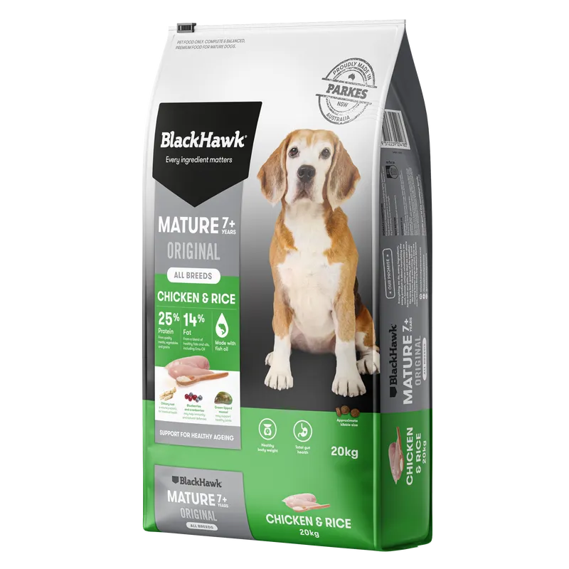 Black Hawk Mature Chicken & Rice 20Kg