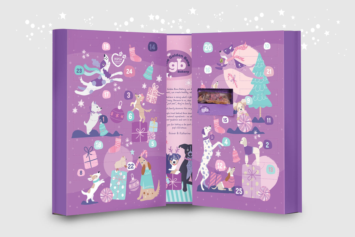THE GOLDEN BONE BAKERY DOG ADVENT CALENDAR BOOK STYLE PINK