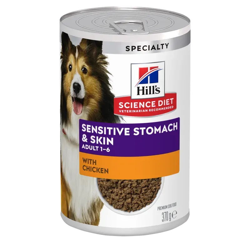Hills Science Diet Adult Sensitive Stomach and Skin Wet Dog Food 370g x 12 Pack