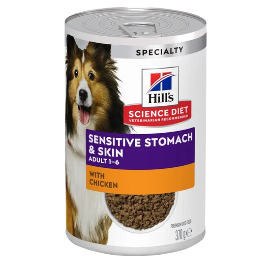 Hills Science Diet Adult Sensitive Stomach and Skin Wet Dog Food 370g x 12 Pack
