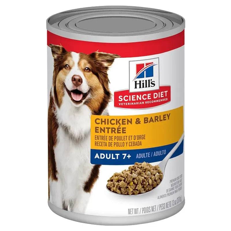 Hills Science Diet Adult 7+ Chicken and Barley Entree Canned Dog Food 370g x 12 Pack