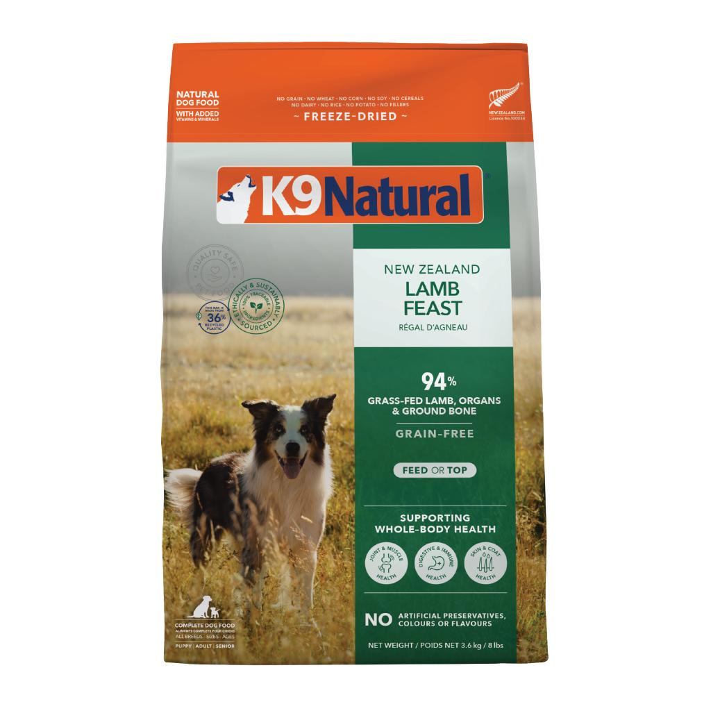K9 Natural Grain Free Freeze Dried Lamb Feast Dog Food 3.6kg