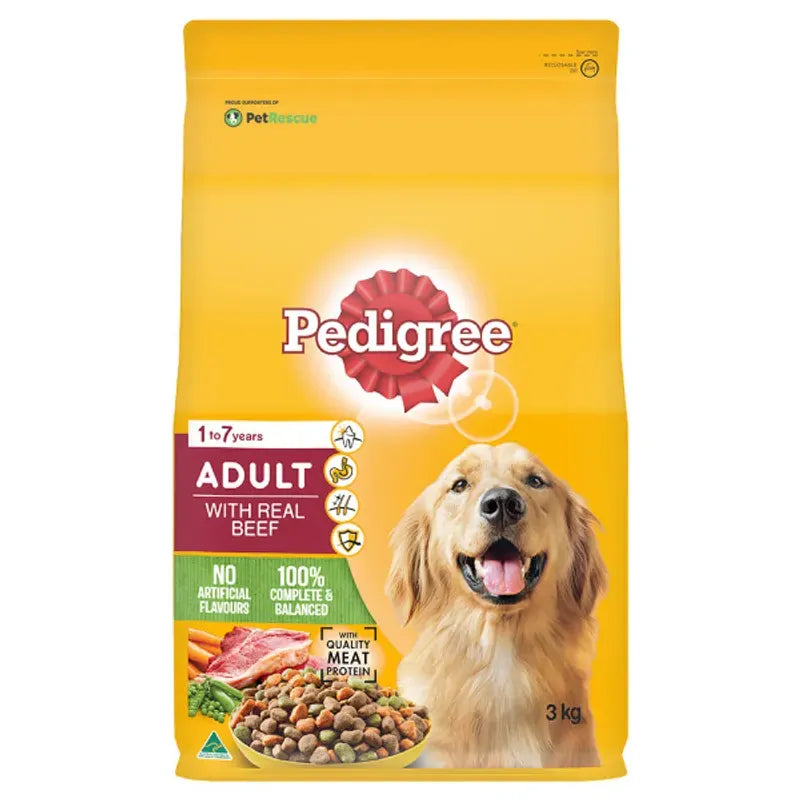 Pedigree Dry Adult With Real Beef 3Kg