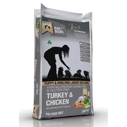 Meals for Mutts Puppy Grain Free Turkey and Chicken Large Kibble Dry Dog Food 20kg