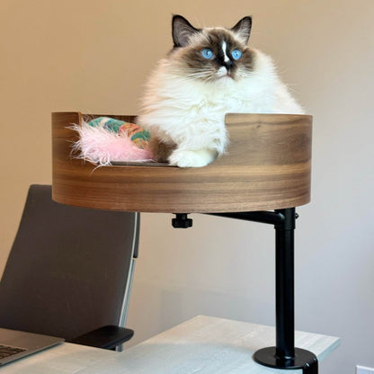 Desk Nest Desk-Mounted Cat Bed Walnut
