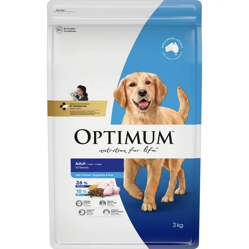 Optimum Dog Dry Chicken Vegetables Rice 3Kg