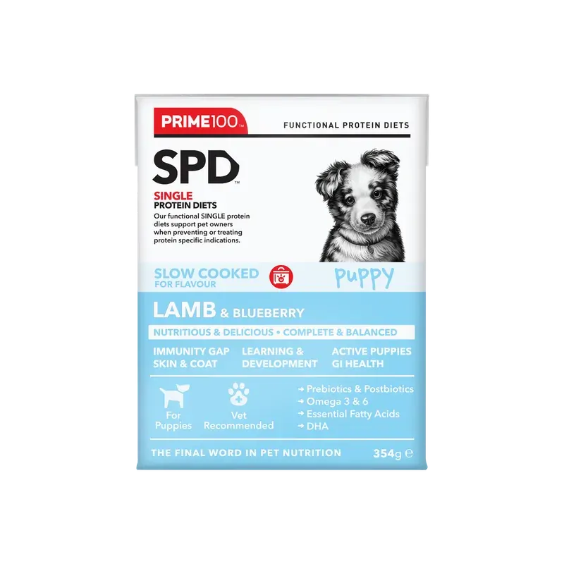 Prime Spd Slow Cooked Puppy Lamb & Bberry 354G 12Pk (Om12)