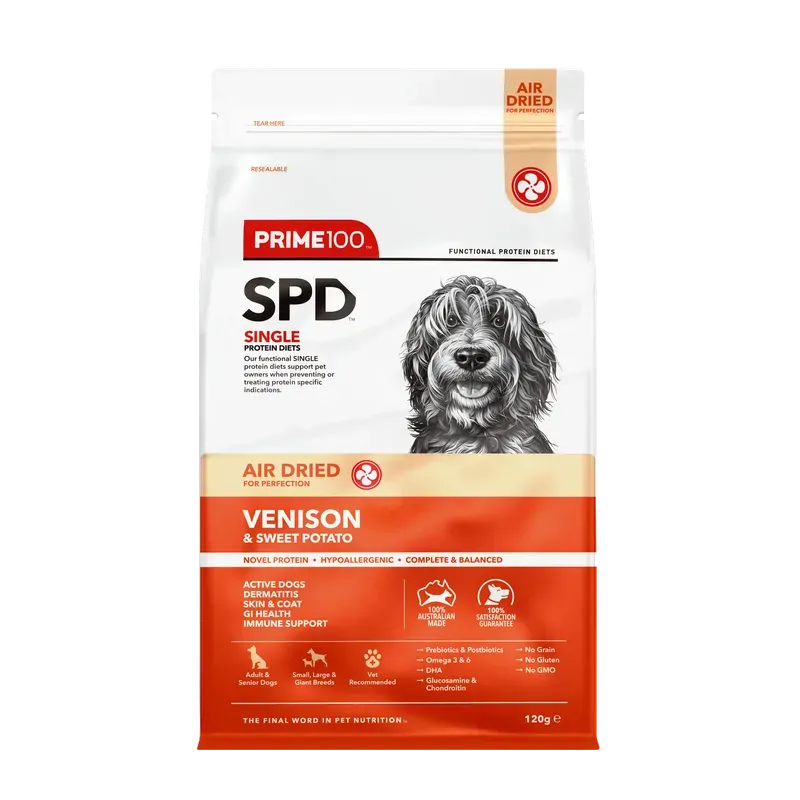 Prime100 SPD Air Dried Venison and Sweet Potato Dog Food 120g