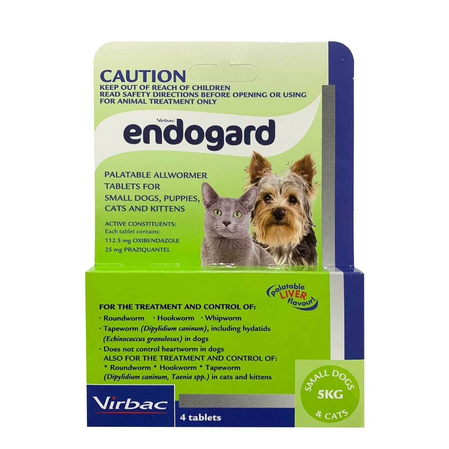 Virbac Endogard Allwormer Tablets for Dogs and Cats up to 5kg 4 Pack