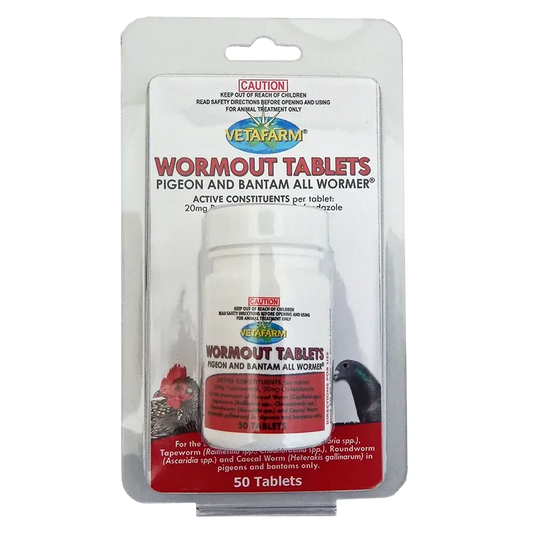 Vetafarm Pigeon & Bantam Wormout Tabs 50Pk