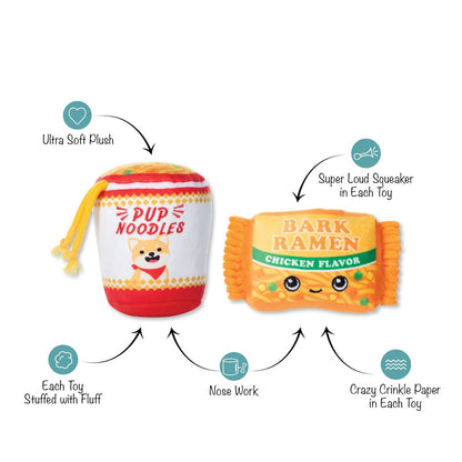 Fringe Studio Nothin But Noodles 2-piece Plush Dog Toys