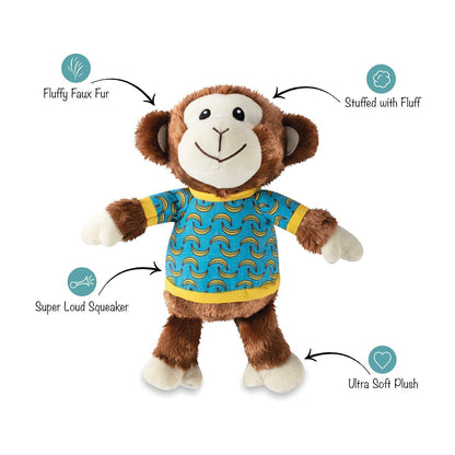 PetShop by Fringe Studio Bananas the Monkey Plush Squeaker Dog Toy