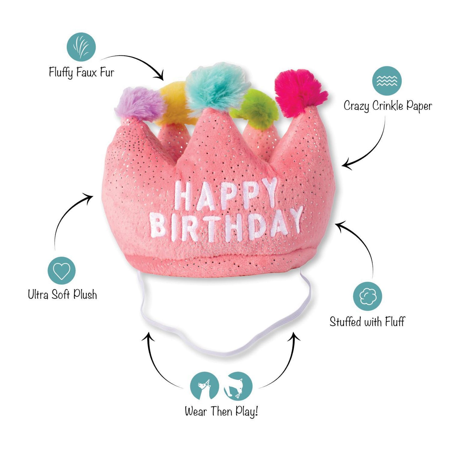 Fringe Studio If The Crown Fits Plush Dog Toy & Birthday Hat