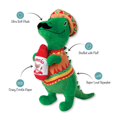 Fringe Studio Fiesta Saurus Dinosaur Plush Dog Toy - Extra Large