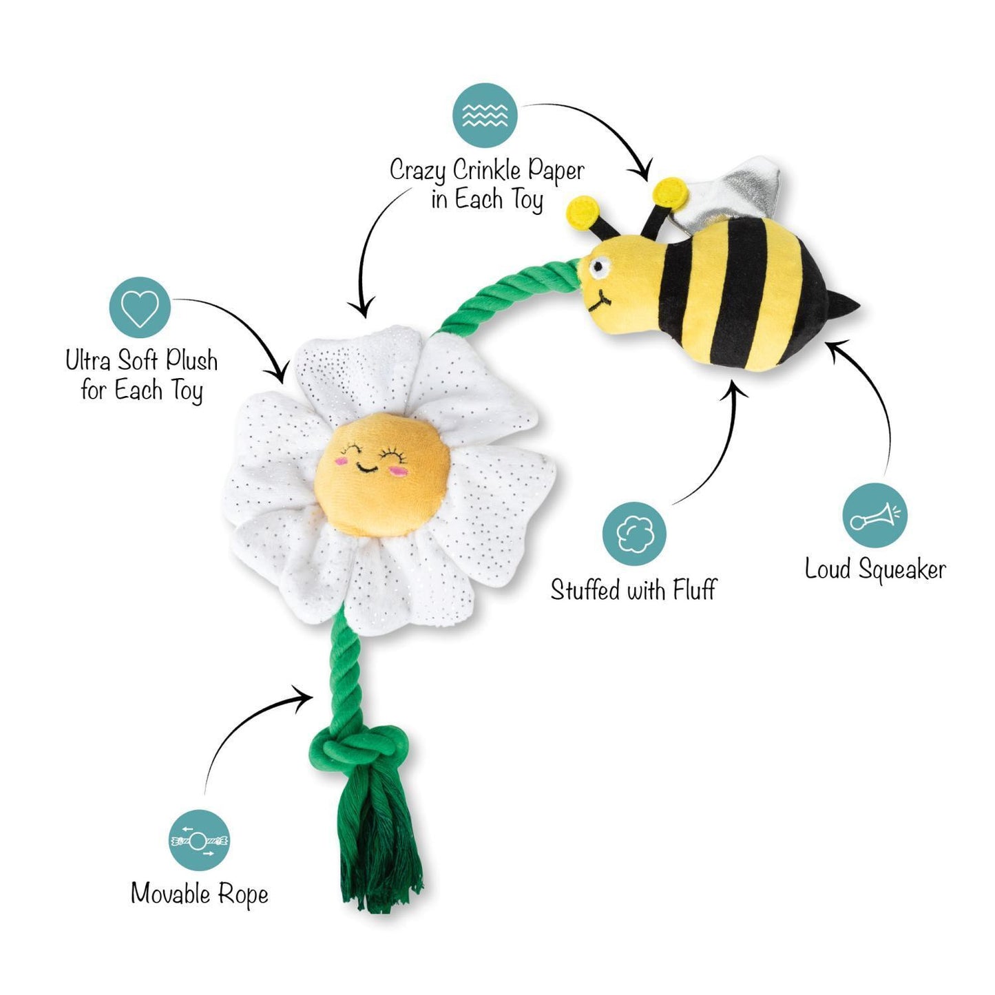 Fringe Studio Im Pollen For You Plush & Tug Rope Dog Toy