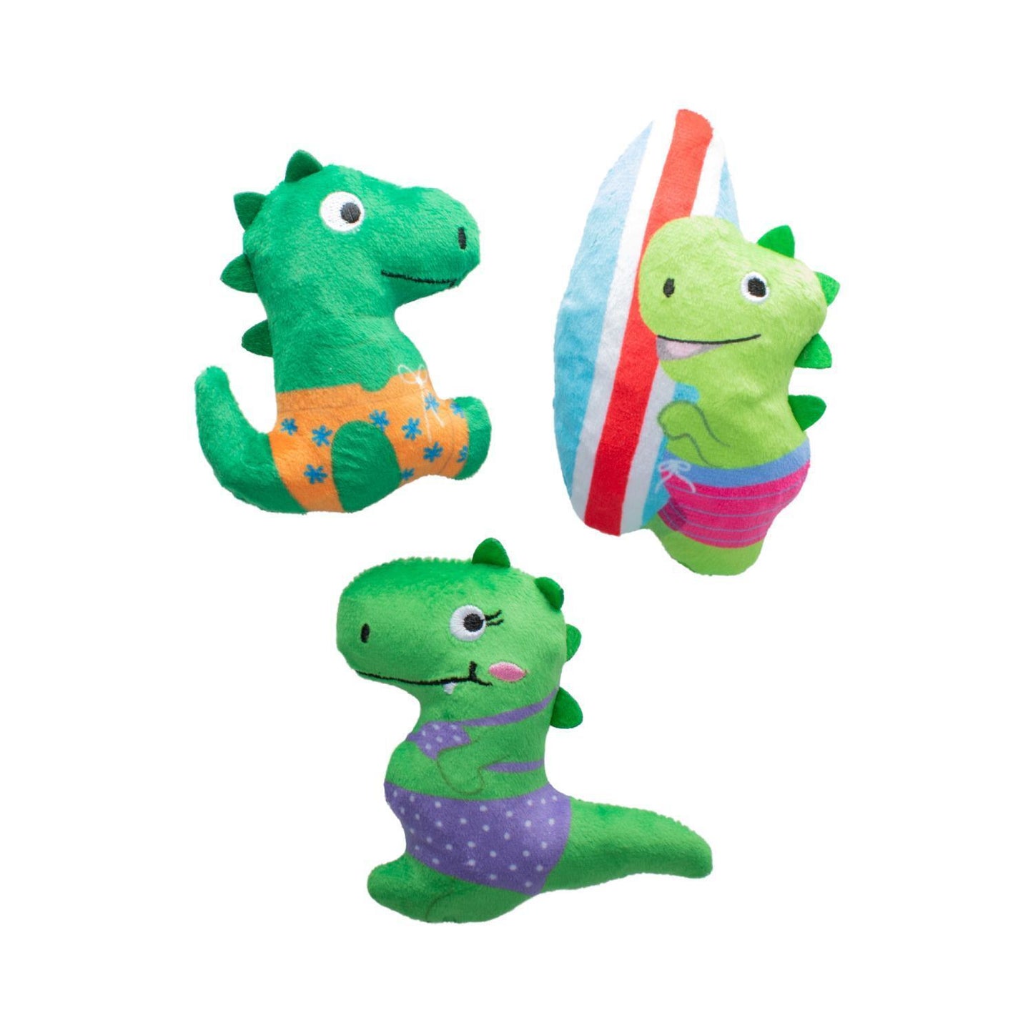 Fringe Studio Rawr-ing Summer Swimming Dinosaurs 3-piece Small Dog Toys