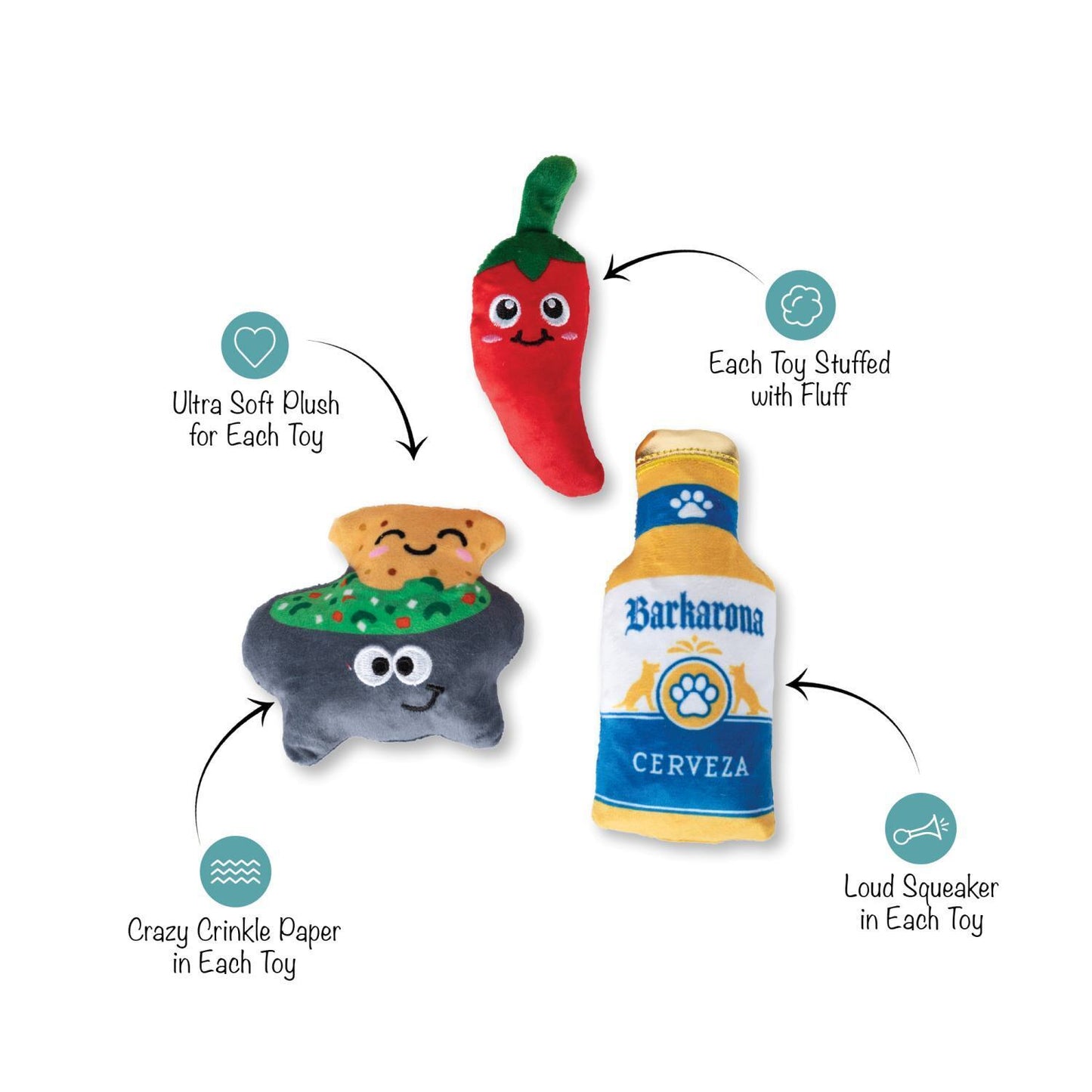 Fringe Studio Happy Hour Beer & Dip 3-piece Small Dog Toys