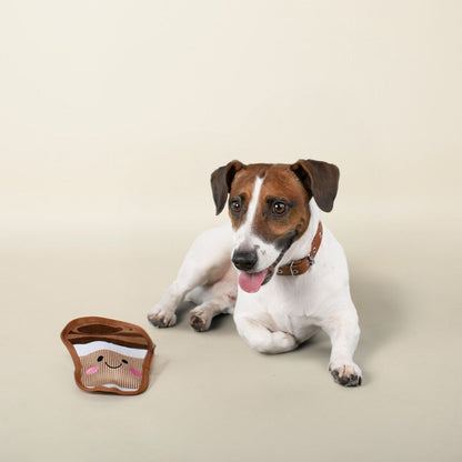 Fringe Studio Happy Coffee No Stuffing Plush Dog Toy