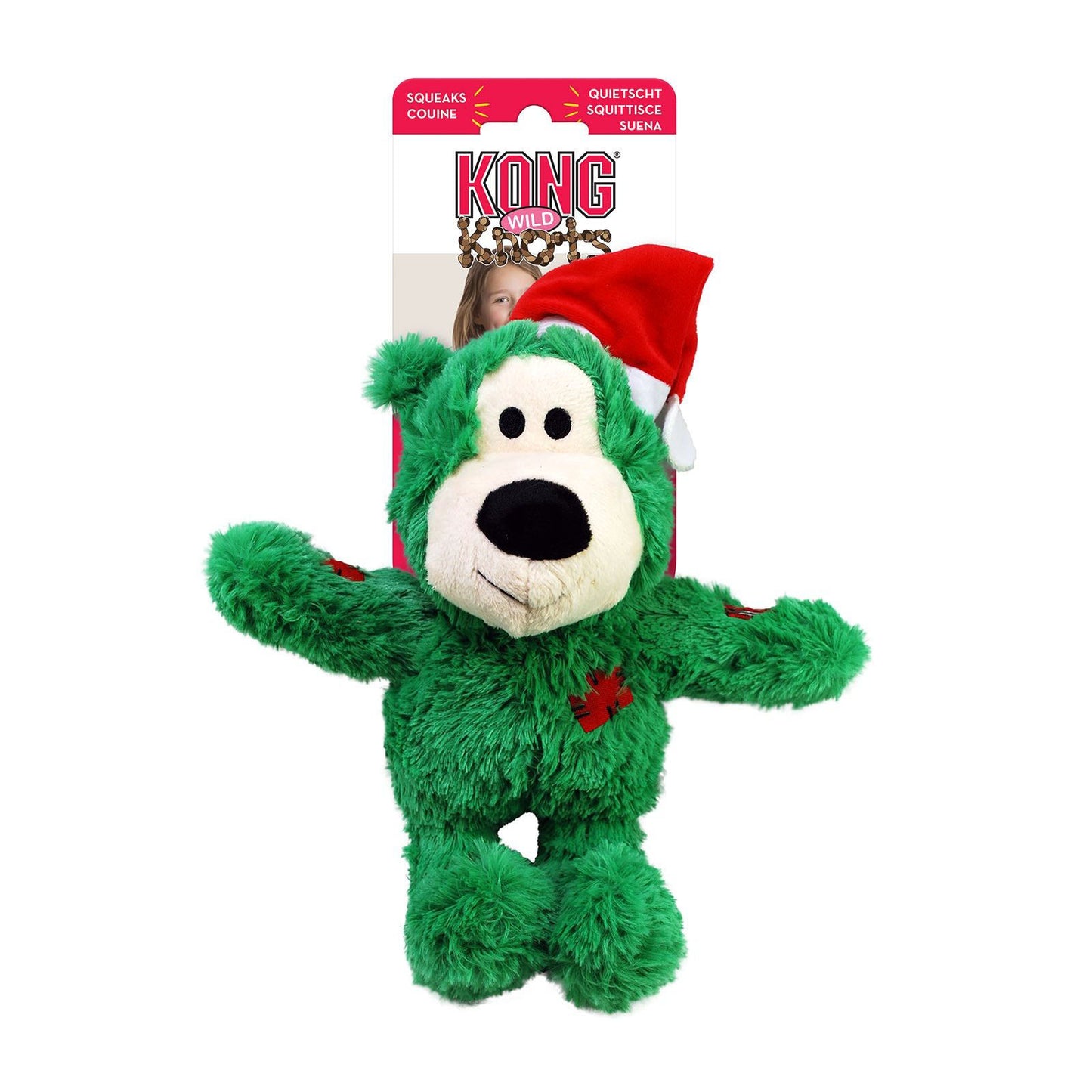 Kong Holiday Wild Knots Bear Squeaker Rope Dog Toy In Assorted Colours - Christmas Bear.
